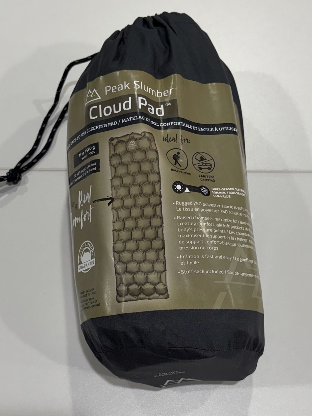 PEAK SLUMBER Cloud Sleeping Pad Inflatable Green Camping Backpacking NWT
